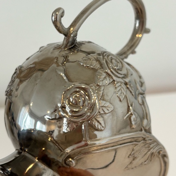 Vintage French silver plated sugar scuttle ornate rose detail Bridgerton style - Picture 10 of 12